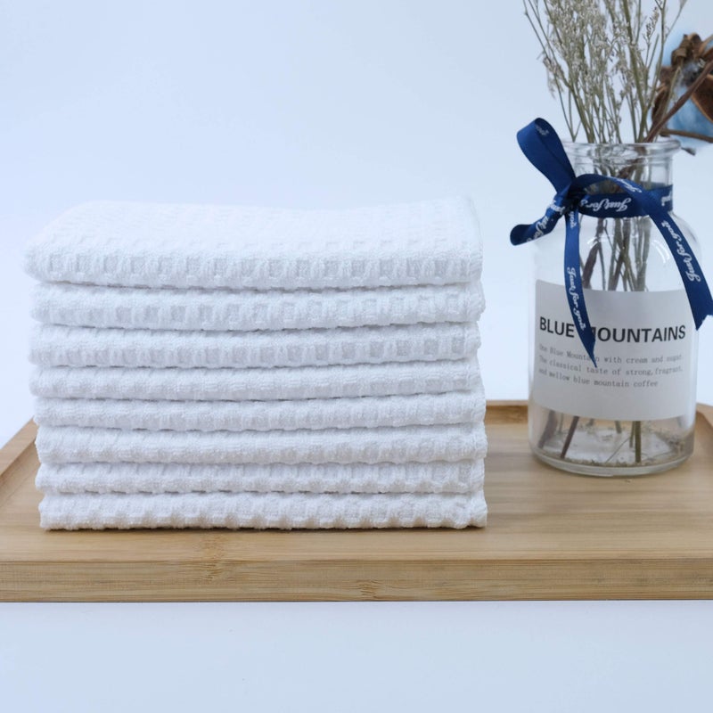 POLYTE Ultra Premium Microfiber Kitchen Dish Cloth Waffle Weave, 8 Pack (12x12 in, White) - Image 5